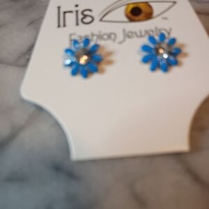 Iris Dazzling Blue Floral Earrings